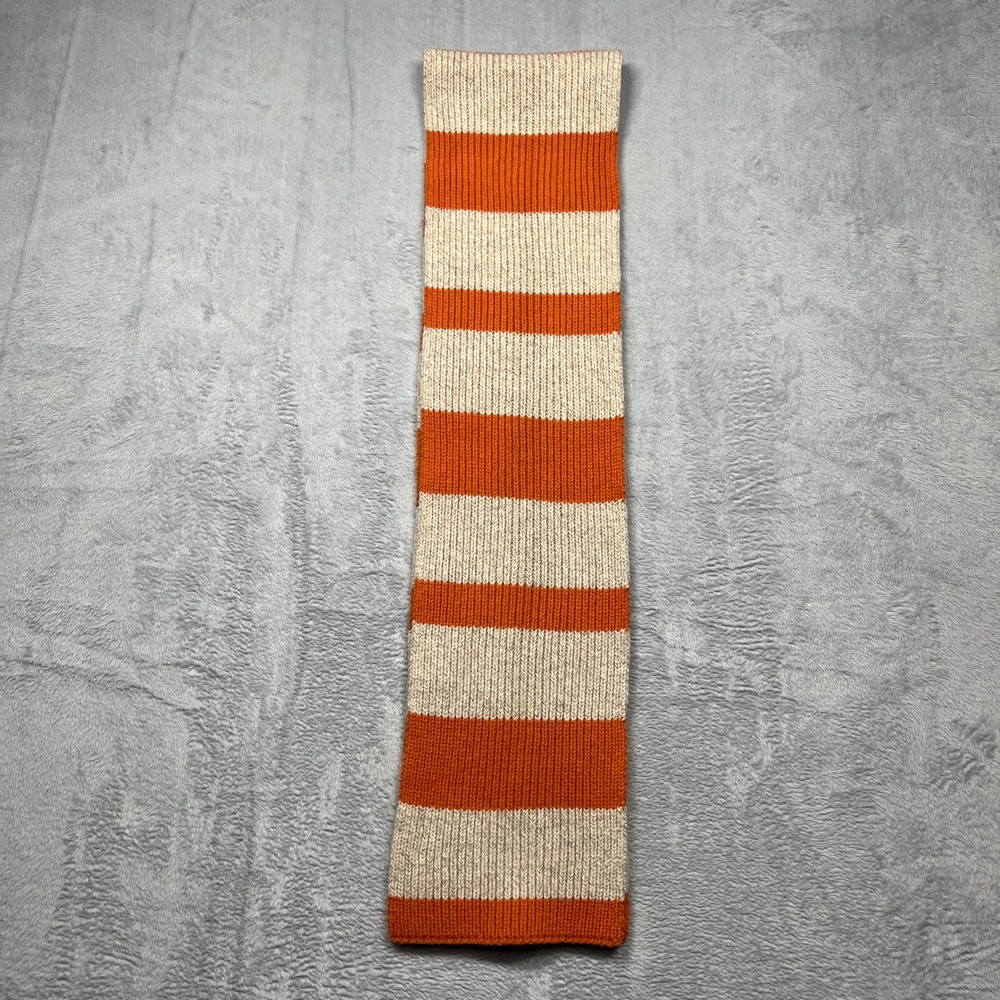 Vintage Y2K Gap Scarf Orange Oatmeal Striped 100% Lambswool Ribbed Knit Winter